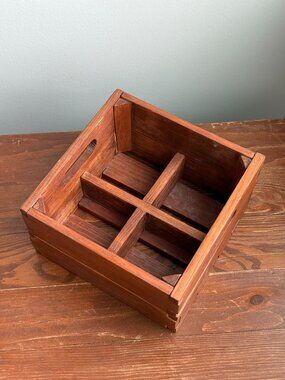 Vintage 6.5x6.5" Wood Pepsi Cola Milk Beer Bottle Square Delivery Carrier Crate